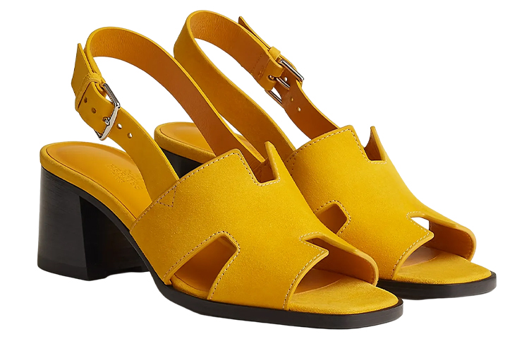 (W) HERMES Goat Skin Open-Toe Buckle Sandals 'Yellow Fashion' 圖 3