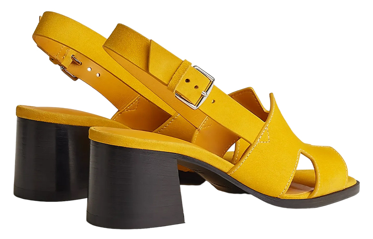 (W) HERMES Goat Skin Open-Toe Buckle Sandals 'Yellow Fashion' 圖 4