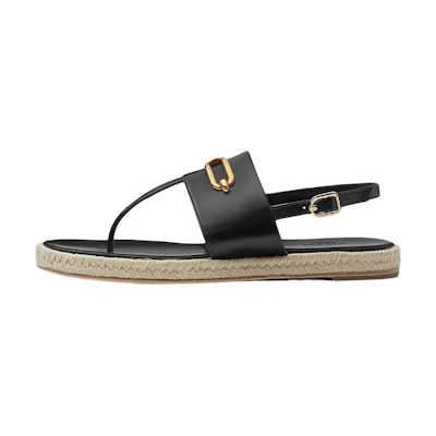 (W) HERMES Goat Skin Slides 'Black Woven'