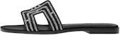 (W) HERMES Kulit Kambing Slip-On Flat 'Fesyen Hitam Slide' H212010Z-03
