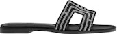 (W) HERMES Kulit Kambing Slip-On Flat 'Fesyen Hitam Slide' H212010Z-03