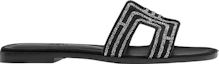 Order (W) HERMES Kulit Kambing Slip-On Flat 'Sandal Hitam Fashion' H212010Z-03