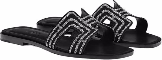 Lookbook (W) HERMES Kulit Kambing Slip-On Flat 'Sandal Hitam Fashion' H212010Z-03