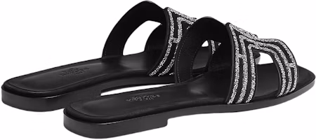 Shop (W) HERMES Kulit Kambing Slip-On Flat 'Sandal Hitam Fashion' H212010Z-03