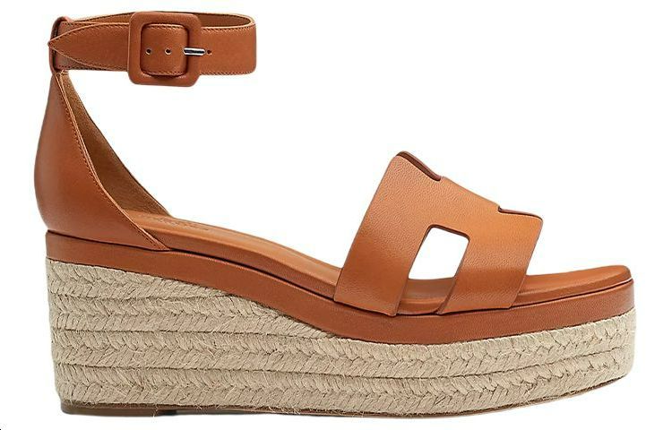 (W) HERMES Goat Skin Woven Flat Sandal 'Brown' 圖 2