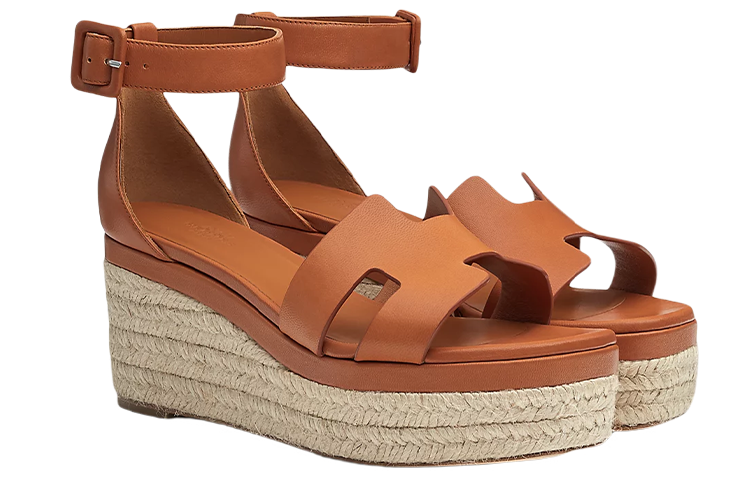 (W) HERMES Goat Skin Woven Flat Sandal 'Brown' 圖 3