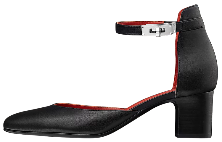 (Women) HERMES Goatskin Buckle High Heel Sandal 'Black' H202105Z-02