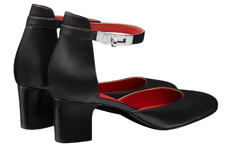 Shop (W) 爱马仕山羊皮高跟凉鞋“黑色” H202105Z-02