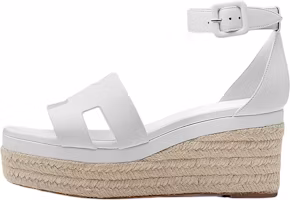 (Women) HERMES Goatskin Buckled Wedge Espadrille 'White' H221143Z-90 (Women) HERMES Goatskin Buckled Wedge Espadrille 'White' H221143Z-90