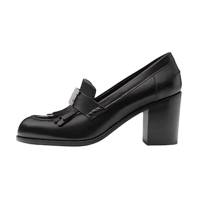 (W) HERMES Goatskin High-Heel Loafer 'Black'