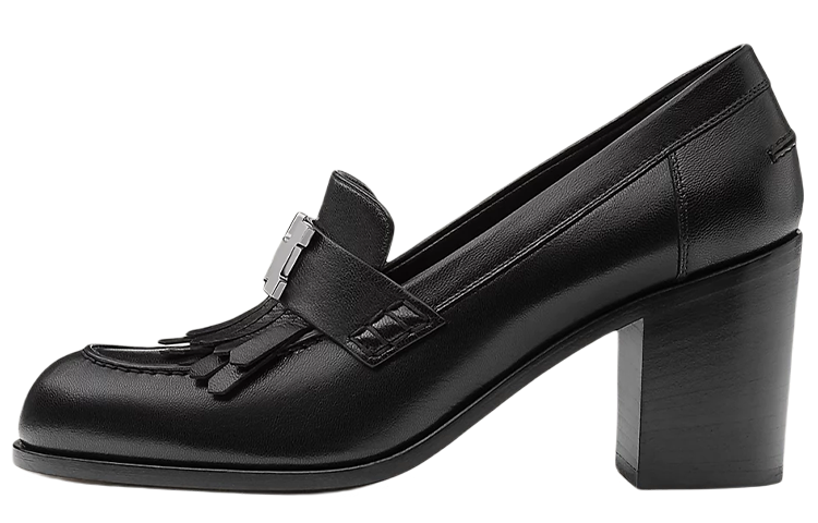 (Women) HERMES Goatskin High-Heel Loafer 'Black' H221067Z-02