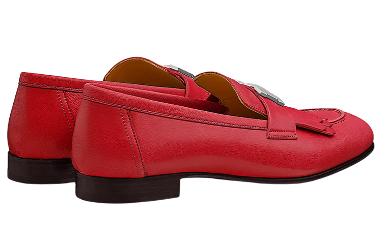 Shop HERMES 愛馬仕 山羊皮樂福鞋 女款 紅色