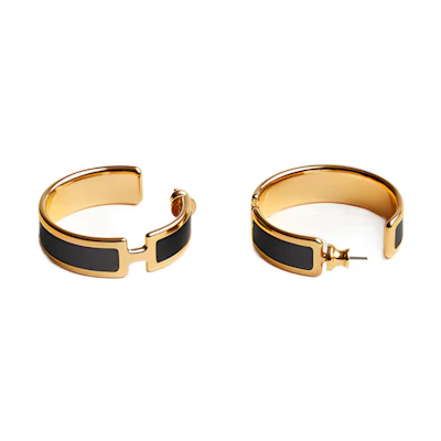 (Women) HERMES Gold-Plated Leather Earrings Gold H081898CC89