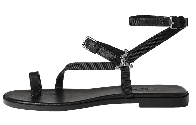 (W) HERMES Gossip 'Black Buckle Slide'