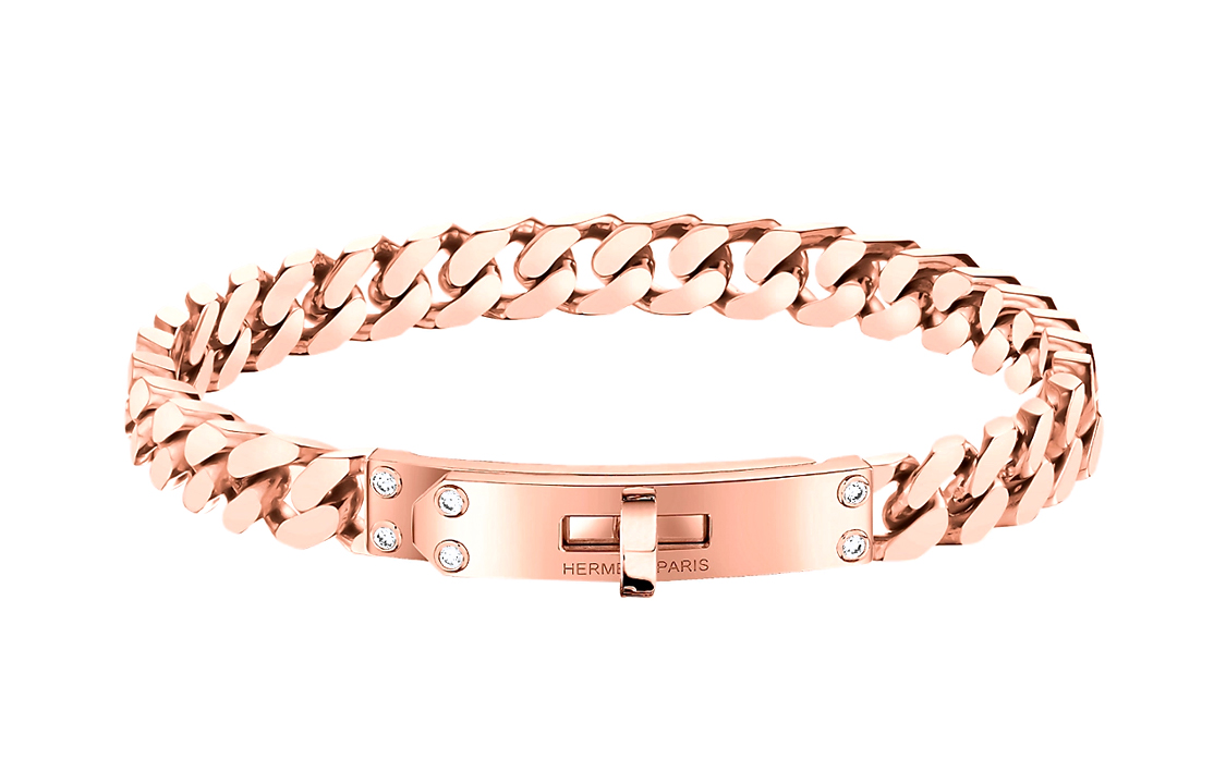 Order (W) HERMES 女士鑽石Kelly扣環玫瑰金美食鏈手鐲 H120435B-00LG