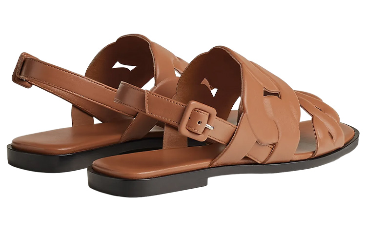Shop (W) HERMES Grace ''Bruine Teenslipper met Gespsluiting'' H231130Z-A3