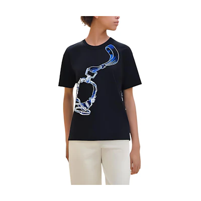(Women) HERMES Graphic Print Loose Fit Crewneck T-Shirt Womens Black. H4E4651DC02