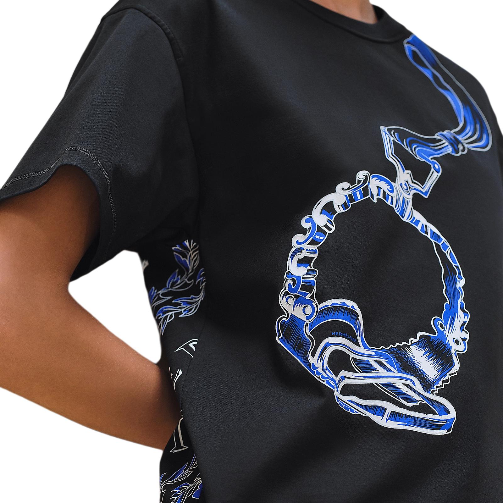 (Women) HERMES Graphic Print Loose Fit Crewneck T-Shirt Womens Black. H4E4651DC02 圖 4