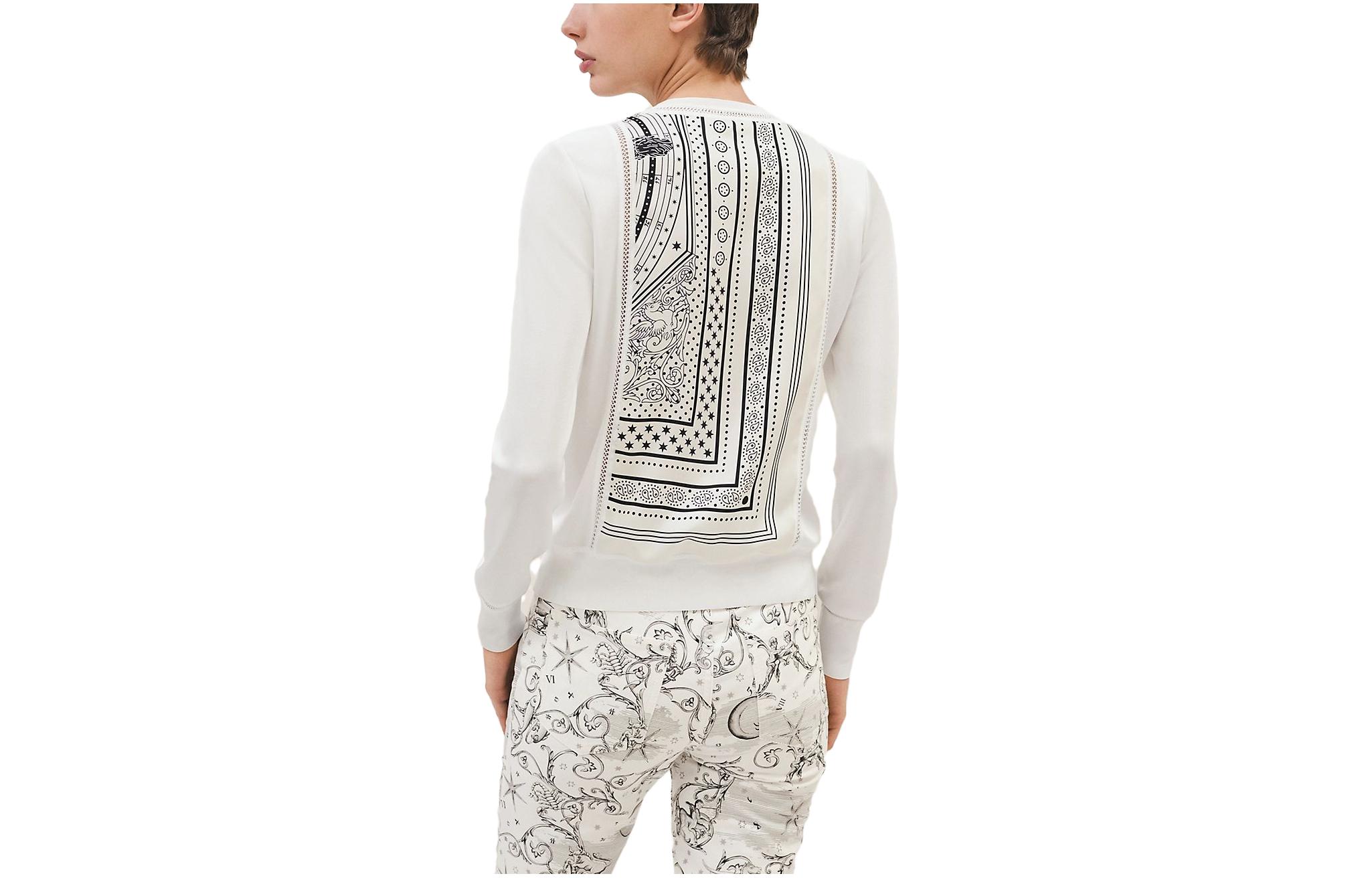 Lookbook (Women) HERMES Graphic Print Slim Fit Crewneck Sweater Women’s White H3H2814D7TL36