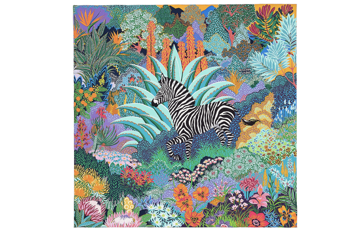 (Women) HERMES Green Jungle Zebra Silk Scarf H003323S-01