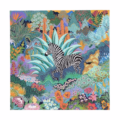 (Women) HERMES Green Jungle Zebra Silk Scarf H003323S-01