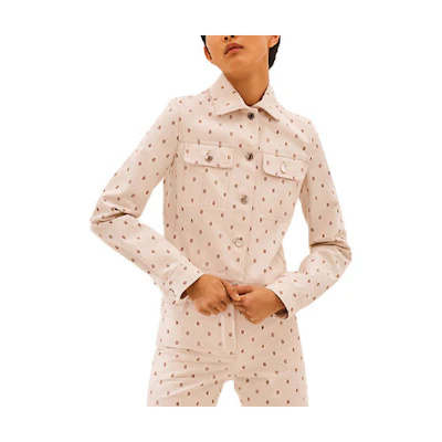 (Women) HERMES Grey and White Printed Chaine d'Ancre Denim Jacket H1E0230DZ91