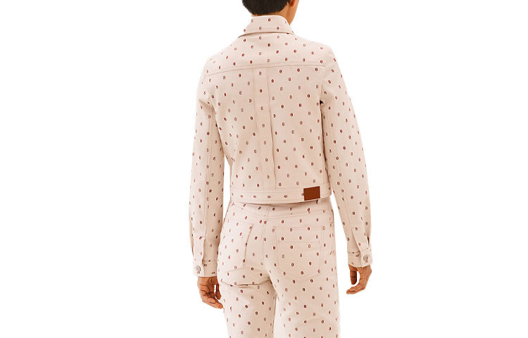 Lookbook (Women) HERMES Grey and White Printed Chaine d'Ancre Denim Jacket H1E0230DZ91