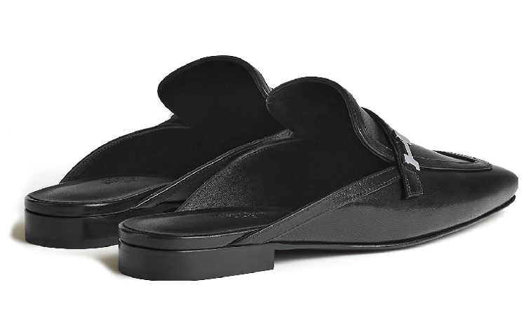 Purchase (W) HERMES Groupie Slide 'Cuero de Cabra Negro' H231054Z-02