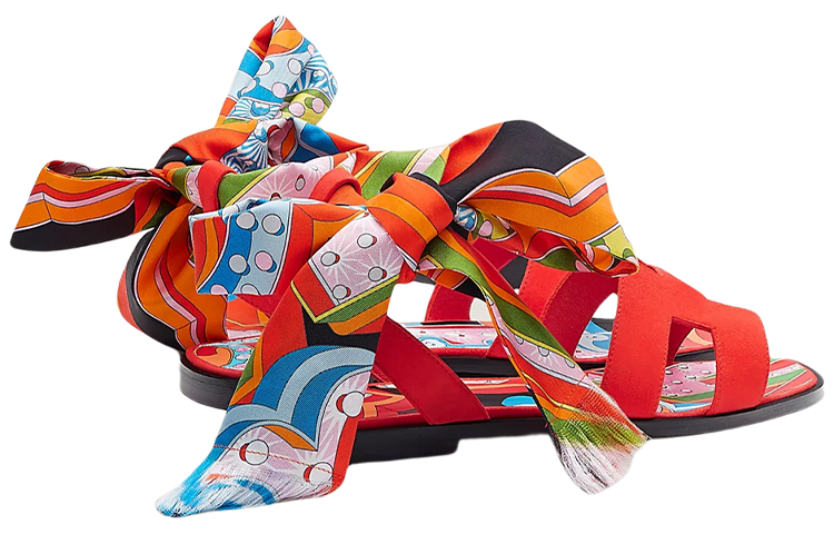 (W) HERMES H Cutout Suede Goatskin Sandal 'Red' 圖 3