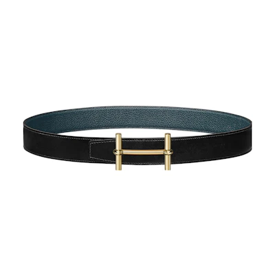 (Women) HERMES H d'Ancre Togo Leather Reversible Belt Black/Prussian Blue 3.2cm Women H077931CP2K-H073967CAAD