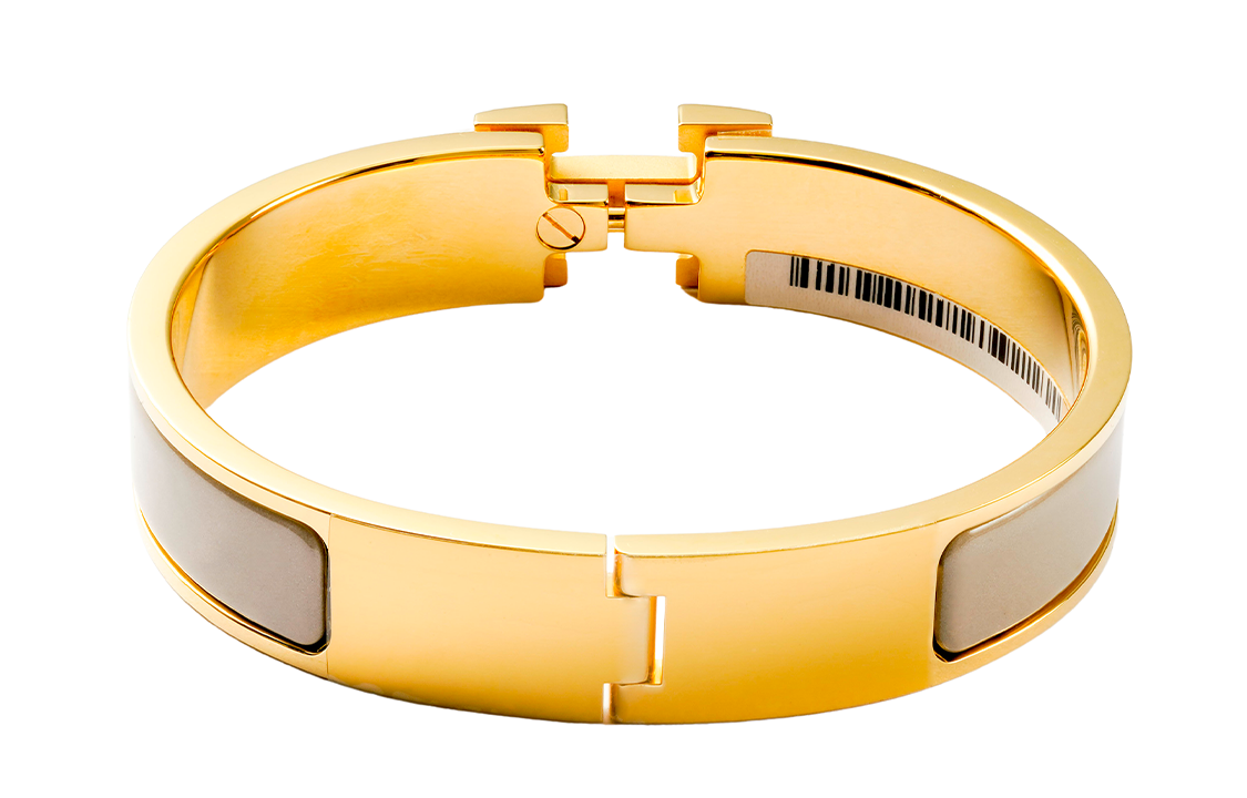 (Women) HERMES H Logo Narrow Enamel Gold-Plated Bracelet for Women Light Tan/Gold H700001F-19 圖 3