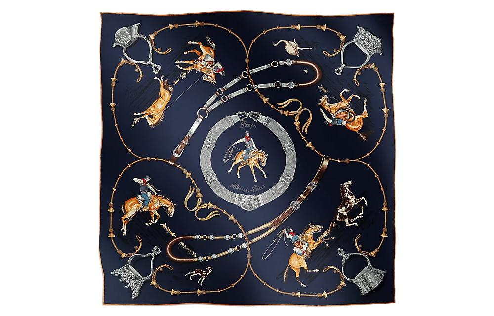 (Women) HERMES Hand-Rolled Edges Silk Scarf Women’s Blue H981736S 13