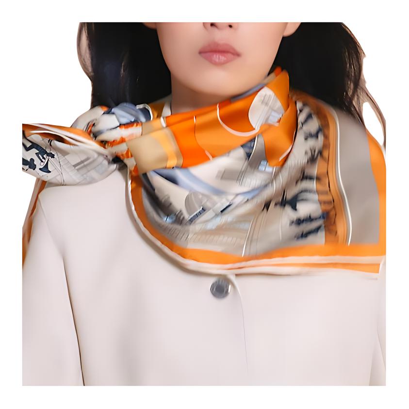 (Women) HERMES Hand-Rolled Twill Silk Scarf for Women in Ripe Orange. H004150S 08 圖 3