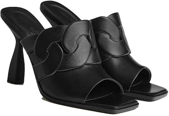 (Women) HERMES Hanna 'Black Open-Toe High Heel Slide' H232016Z-02 Lookbook (Women) HERMES Hanna 'Black Open-Toe High Heel Slide' H232016Z-02