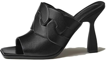 (Women) HERMES Hanna 'Black Open-Toe High Heel Slide' H232016Z-02 (Women) HERMES Hanna 'Black Open-Toe High Heel Slide' H232016Z-02