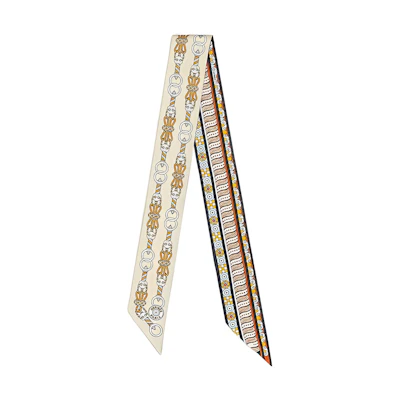 (Women) HERMES Harnais en Rosace Twilly Silk Scarf Cream Color for Women H063853S-06