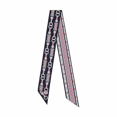 (Women) HERMES Harnais en Rosace Twilly Silk Scarf Navy/Pink/Sulfur Yellow (). H063853S-07