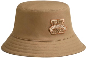 (Women) HERMES Harper H Sellier Cotton Bucket Hat Khaki Color H232031N-D1 (Women) HERMES Harper H Sellier Cotton Bucket Hat Khaki Color H232031N-D1