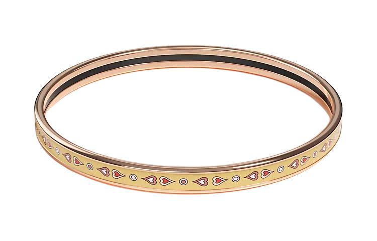 (Women) HERMES Heart Pattern Enamel Bracelet for Women - Gold. H244414FOJ362