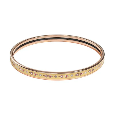 (Women) HERMES Heart Pattern Enamel Bracelet for Women - Gold. H244414FOJ362