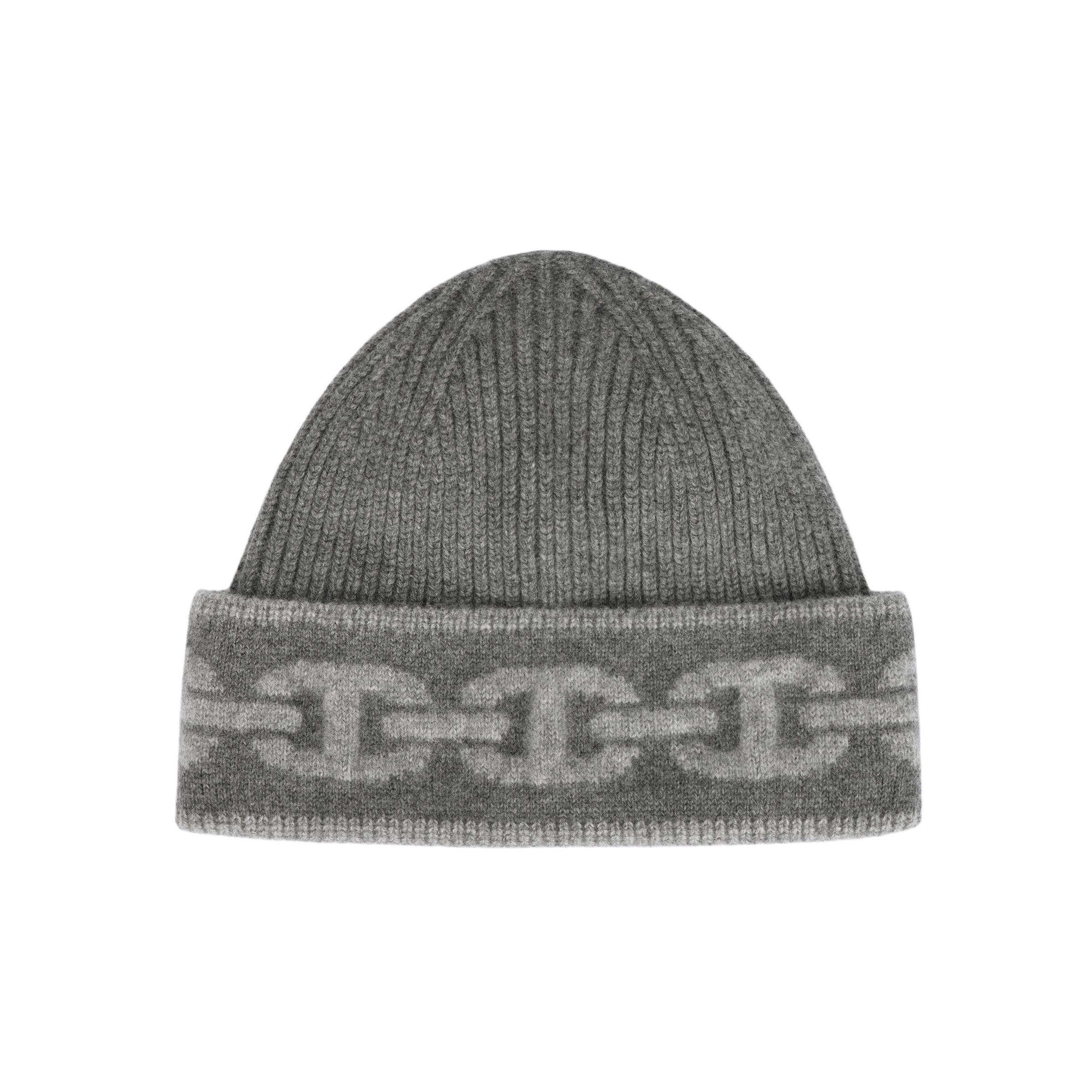 (Women) HERMES Heaven Chain Pattern Cashmere Beanie Women Grey. H232021N G1