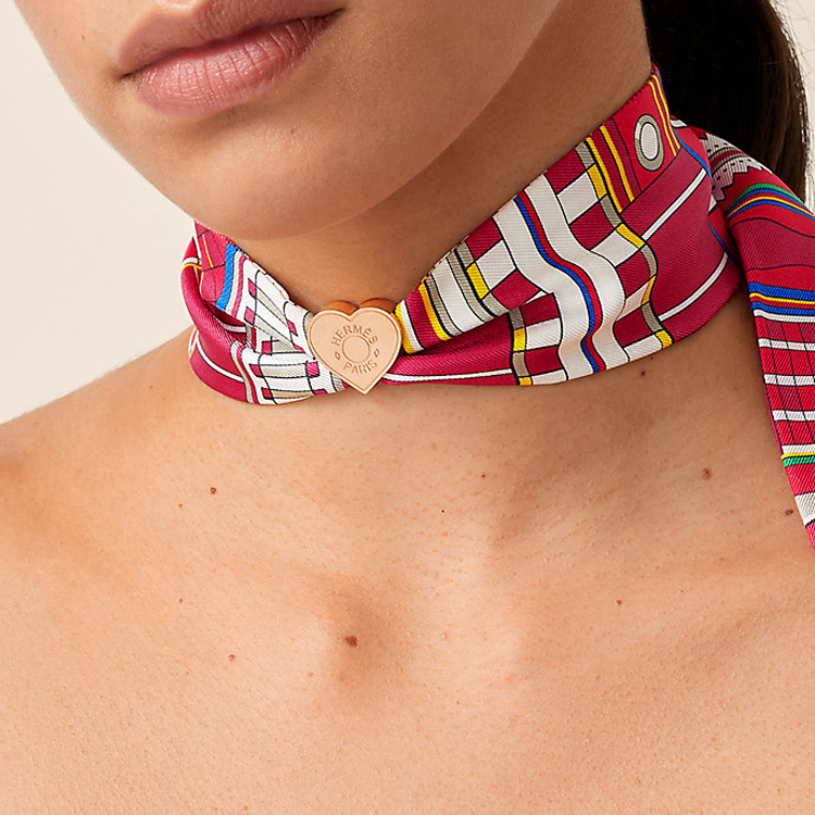 (Women) HERMES HeMini Coeur Twilly Scarf Ring Rose Gold Brass Accessory H602049S-00 圖 3