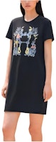 (Women) Hermes HERMÈS Black Short Sleeve Logo Print Short Dress H4E4530DA5H (Women) Hermes HERMÈS Black Short Sleeve Logo Print Short Dress H4E4530DA5H