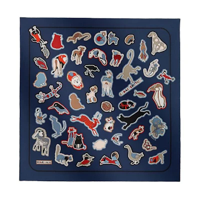 (Women) Hermes HERMÈS Silk Scarf Navy Blue with Animal Print Design. H894219S06