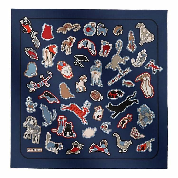 (Women) Hermes HERMÈS  Silk Scarf Navy Blue with Animal Print Design. H894219S06 圖 2