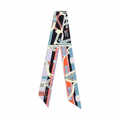 (Women) Hermes HERMÈS Fantaisie d'Etriers Twilly Silk Scarf for Women - Multicolor. H063921S 34