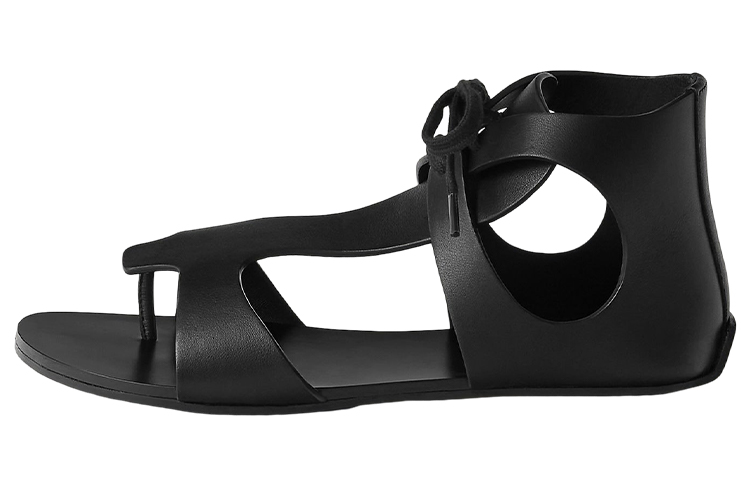 (Women) HERMES Hermès Galates 'Black Open-Toe Lace-Up' H231234Z-02