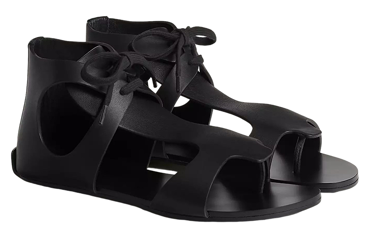 Shop (Women) HERMES Hermès Galates 'Black Open-Toe Lace-Up' H231234Z-02