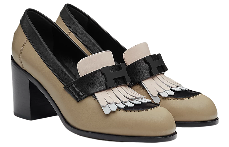 (W) HERMES Hermès Goat Leather Loafer High Heels 'Grey Fashion' 圖 3