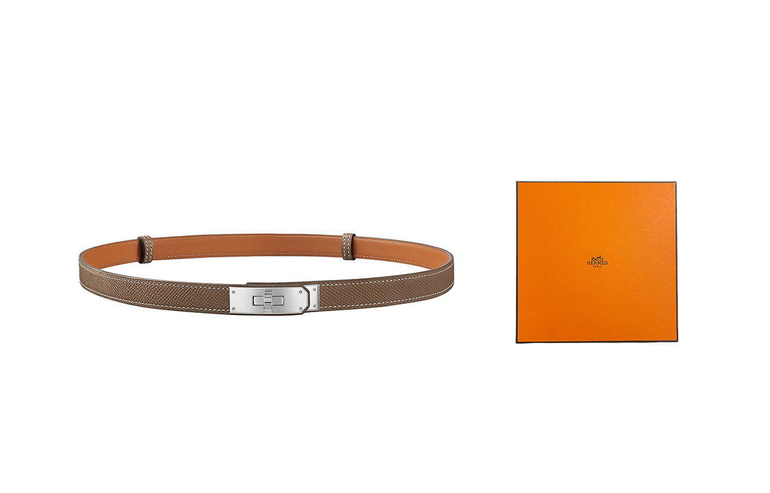 (Women) Hermes Hermès Kelly Epsom Calfskin 1.8cm Belt Women - Etoupe/Silver Buckle H069853CK18 圖 3